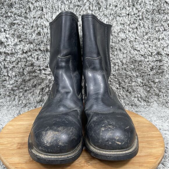 Vintage Cowboy Western Leather Boots Men's 9.5 E Pull On Steel Toe 86516 - Picture 3 of 10